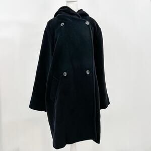 Max Mara Trench Teddy Coat Wool Long Alpaca Winter Black Vintage Authentic 12